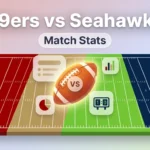 49ers vs Seahawks stats featured image with football, scoreboard and bar graph design