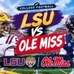 LSU vs Ole Miss college football matchup graphic